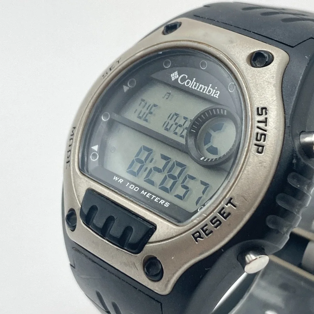 Columbia Men's Digital Watch 45mm Black Date Backlight Alarm Chrono New Battery